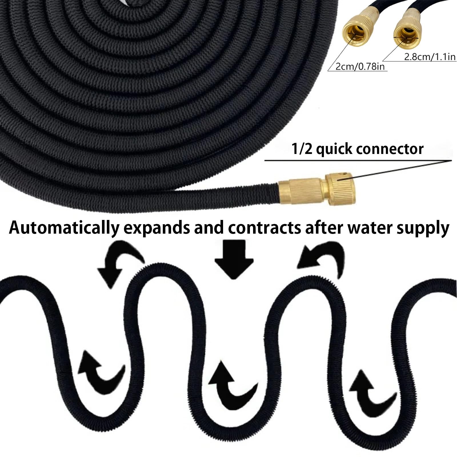 Manguera de Agua Flexible y RetráCtil, Mangueras Extensibles Jardin 8 Modos de Pulverización Fácil de Transportar con Conectores Universales para Riego de Jardines Lavado de Vehículos(Gray,15m/