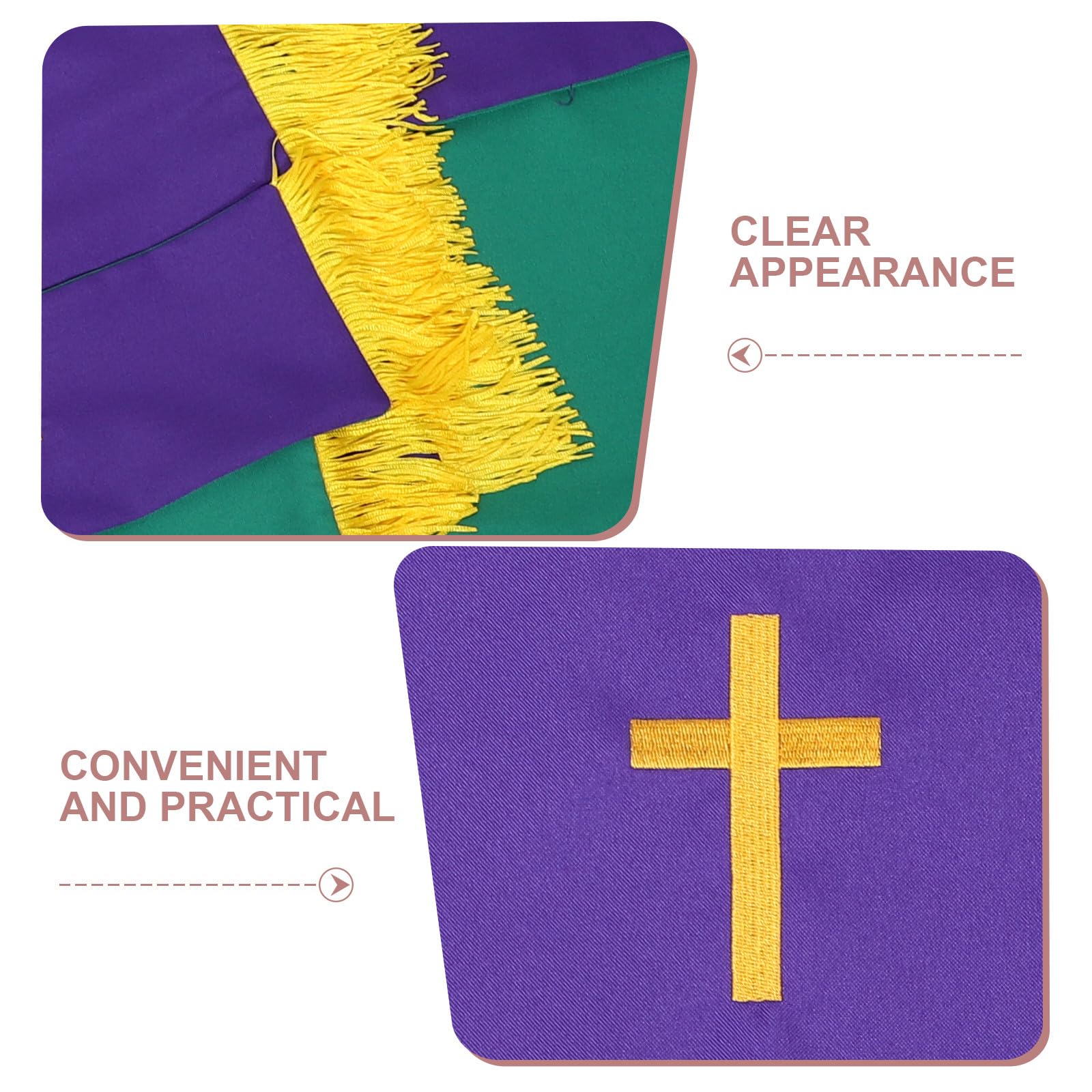 Ipetboom Set di paramenti per pastori per chiesa protestante, pulpito reversibile e tovaglia, forniture per il clero per servizi di culto, funerali o matrimoni, verde viola