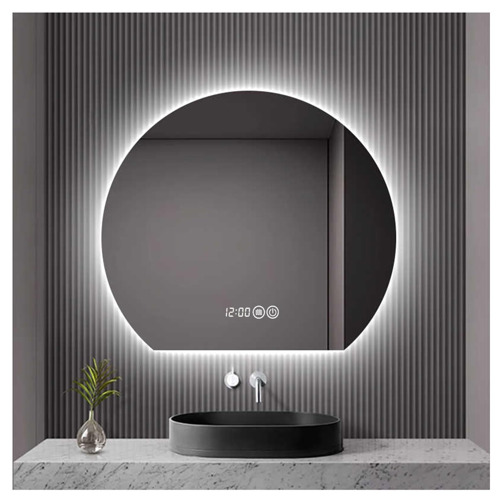 FGXHHS LED with Lights，Bathroom Led Mirror,Illuminated Demister Pad，Backlit Mirror，3 Colors Dimmable(B,H60*W60cm/H23.6*W23.6IN)