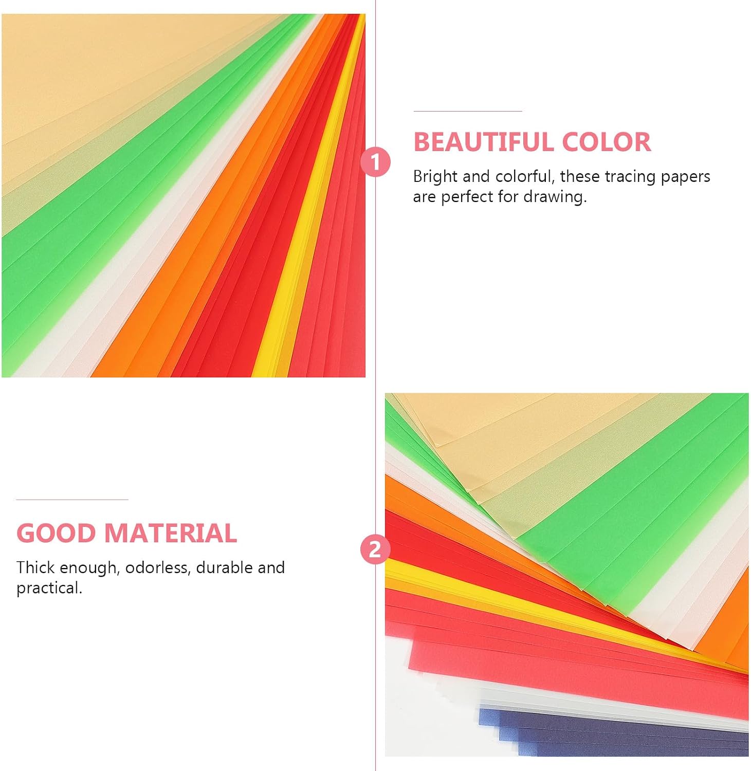 SAFIGLE 40pcs Colorful Tracing Paper Set Pearlescent Translucent Sheets for DIY Crafting, Calligraphy, and Engineering Drawing, Assorted Colors for Artists and Designers Random Color