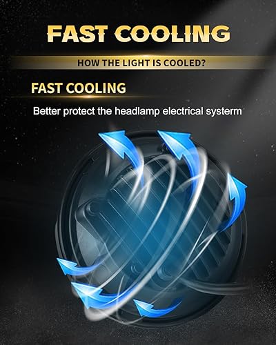 Miniatura 6 de Faros delanteros LED de 5.75 pulgadas, 5 34 pulgadas, haz sellado H5006 con haz Hi-Lo+Halo Ring DRL + señal de giro para Chevy