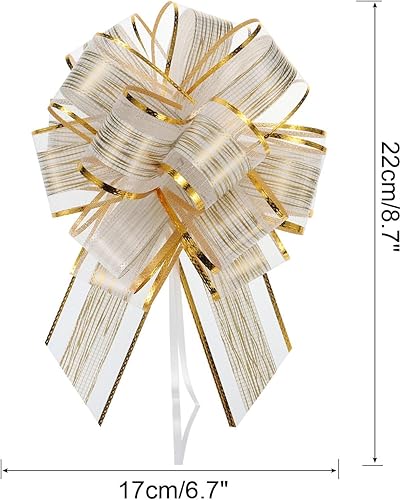 Miniatura 2 de MECCANIXITY 10 lazos grandes de 7 pulgadas para envolver regalos, cinta de organza color blanco crema para cestas de boda, regalos de fiesta de