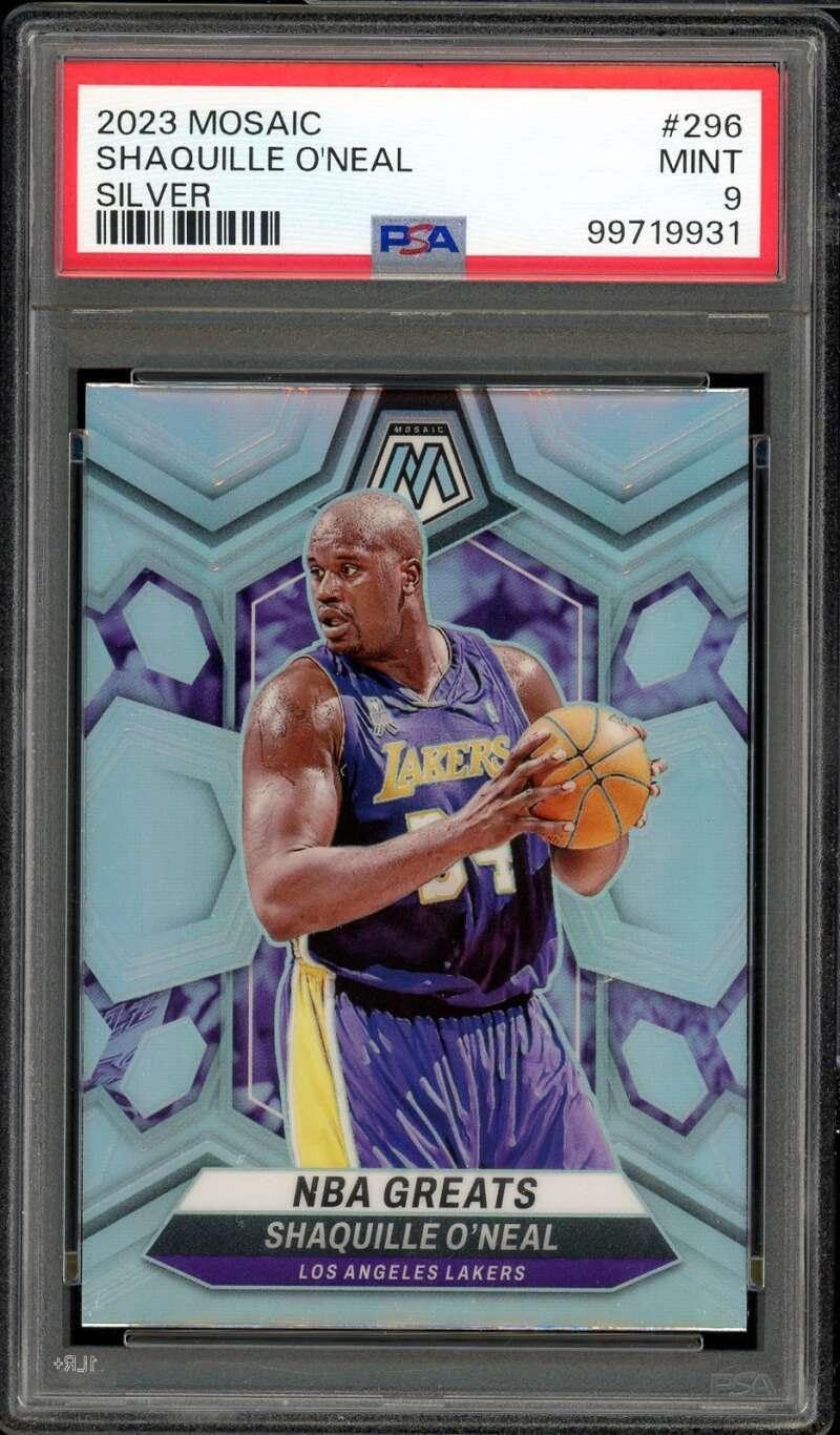 Shaquille O'Neal Card 2023-24 Mosaic Silver (pop 2) #296 PSA 9 - Unsigned Basketball Cards