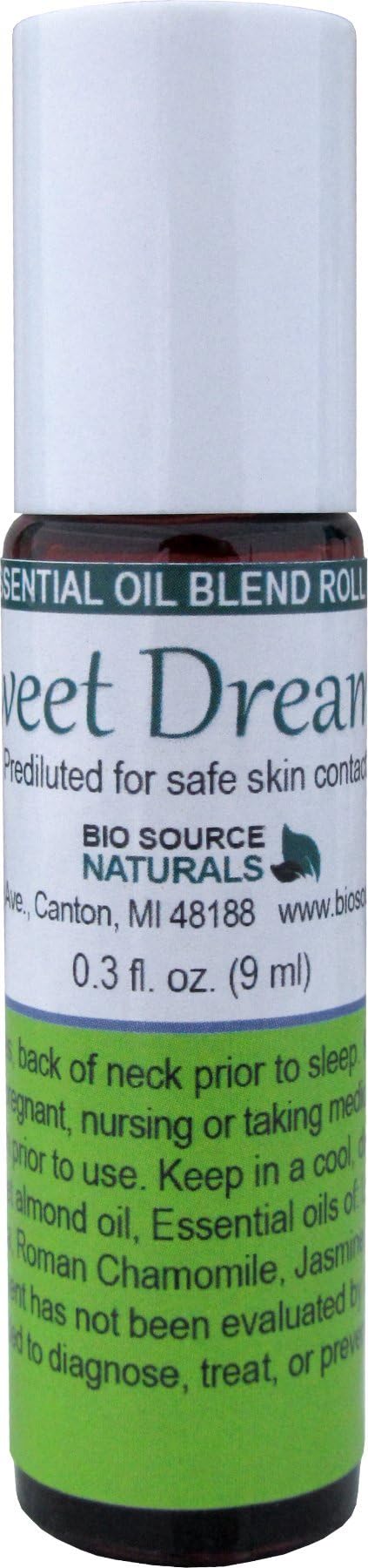 Sweet Dreams Essential Oil Blend Roll On (9 ml) with Essential Plant Oils of Nutmeg, Jasmine, Lavender, Rose, Roman Chamomile, Vanilla in Sweet Almond Oil for Safe Skin Contact