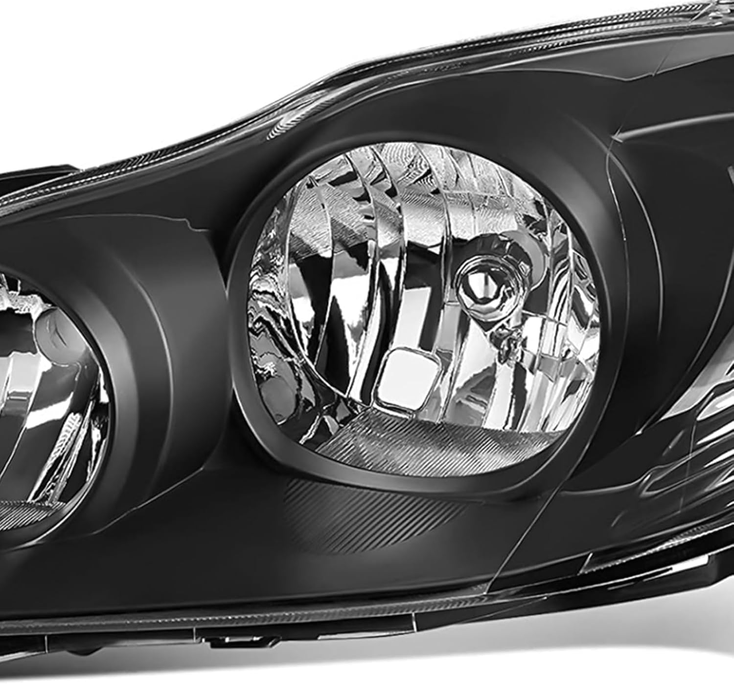 Pair Headlight Assembly Set For 2003 2004 2005 2006 2007 2008 Toyota Corolla CE LE S Replacement Headlamps Matte Black Housing Clear Reflector and Lens Driver and Passenger Side Bumper light(LH&RH)