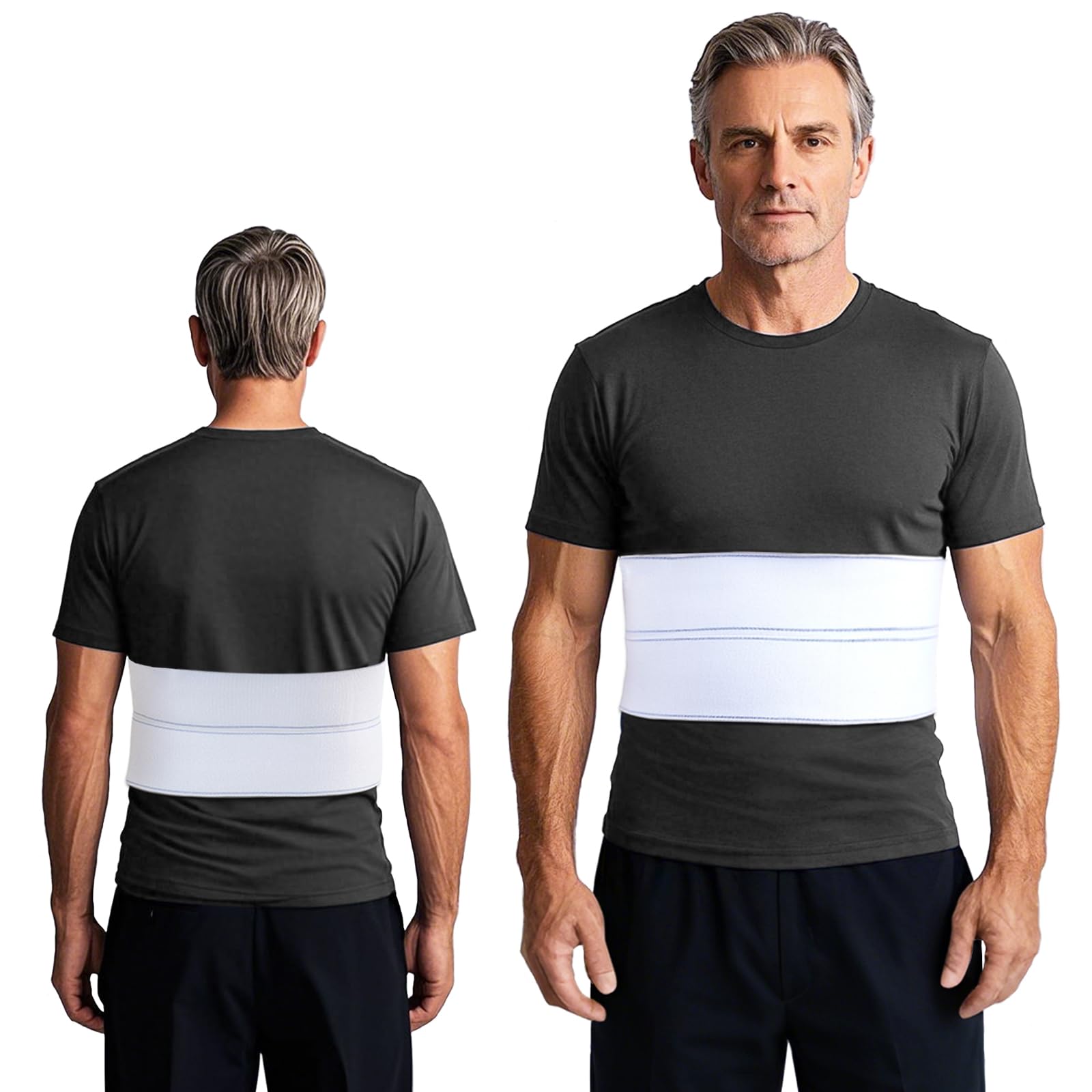 Tutore per costole rotte Fascia addominale per costole incrinate Cintura dorsale Fasciatura a compressione toracica Supporto costocondrite per costole contuse, fratturate o lussate