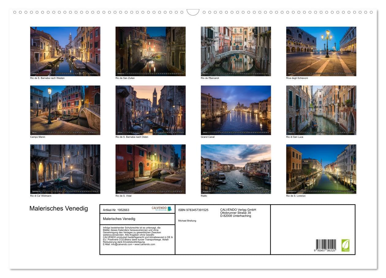Malerisches Venedig (Wandkalender 2026 DIN A2 quer), CALVENDO Monatskalender: Fotos der traumhaften Gassen, Plätze und Kanäle von Venedig. (CALVENDO Orte)
