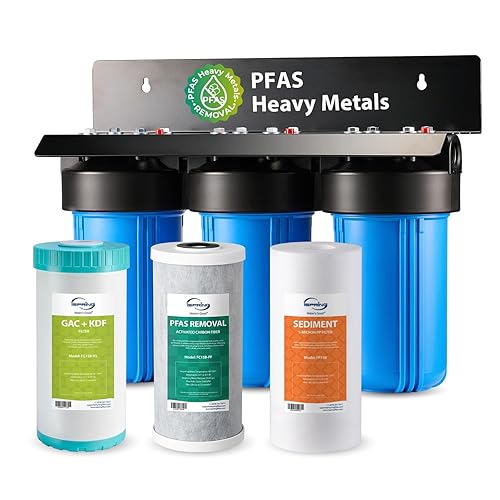 Miniatura 20 de iSpring Sistema de filtro de agua para toda la casa, reduce hierro, manganeso, cloro, sedimentos, sabor y olor, filtro de hierro de 3 etapas para