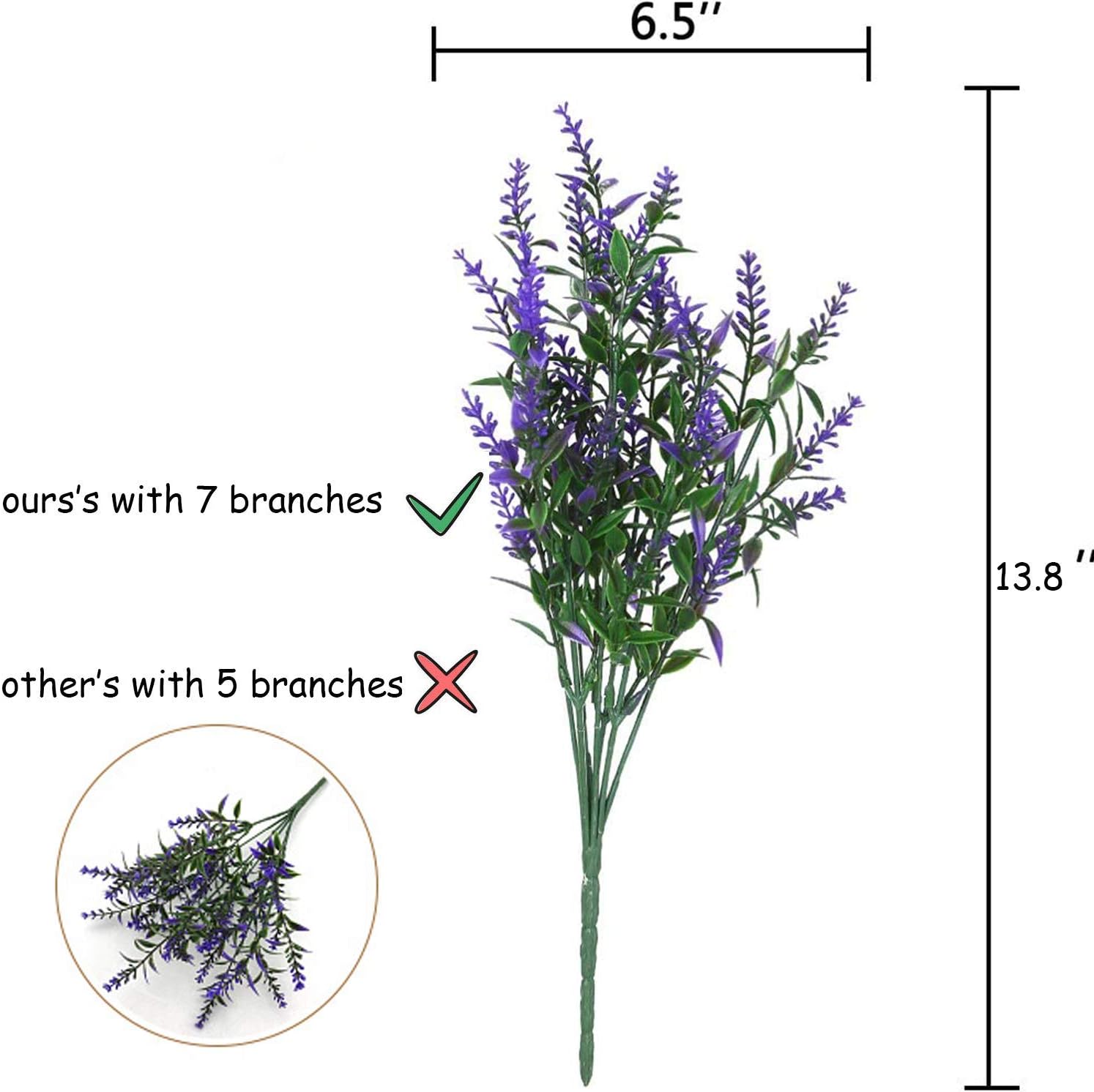 15 Pack Artificial Lavender Flowers Plants Lifelike UV Resistant Fake Shrubs Greenery Bushes Bouquet to Brighten up Your Home Kitchen Garden Indoor Outdoor Decor (Purple) : Home & Kitchen