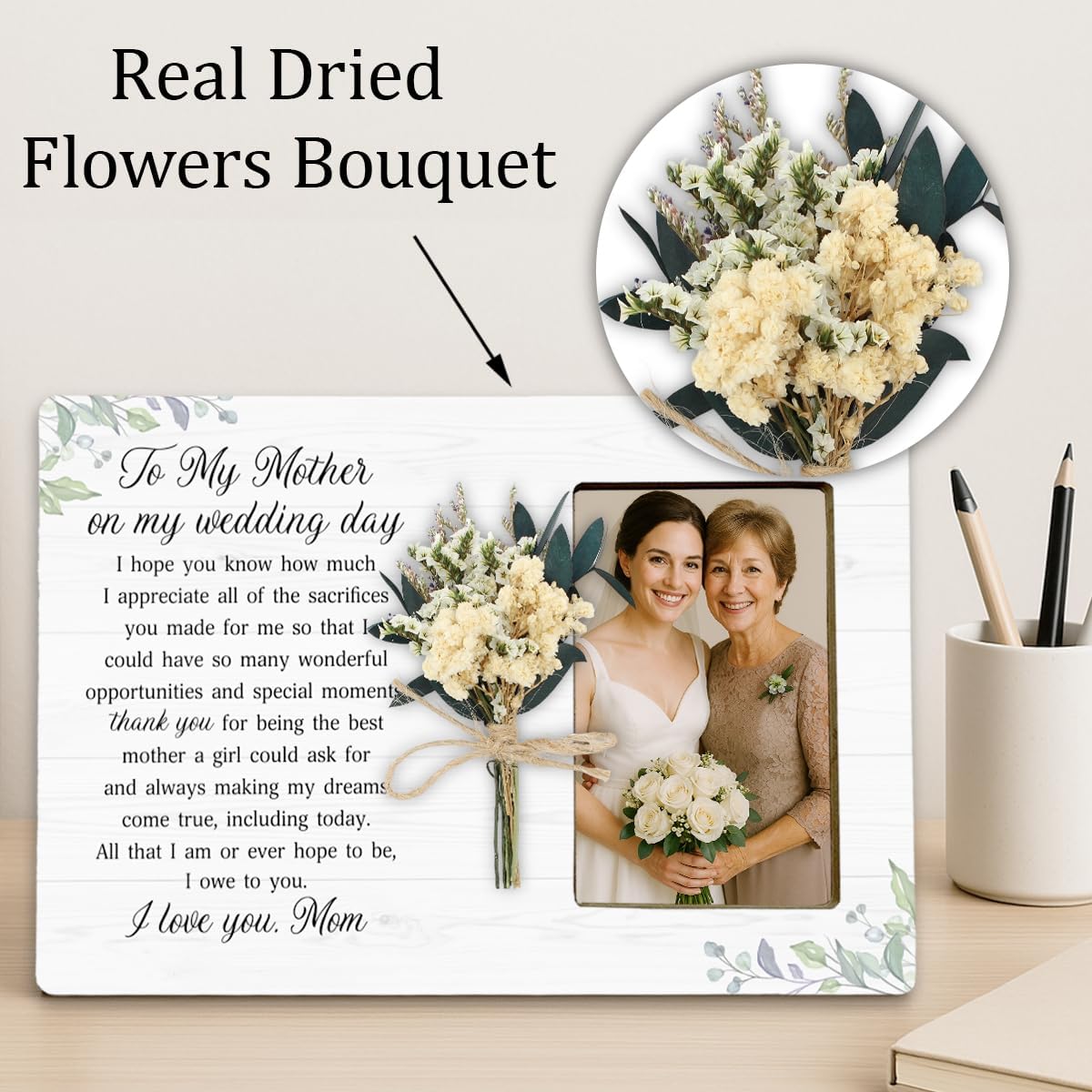 Mother of the Bride Gifts Bouquet Picture Frame from Bride Groom, Mom Wedding Gifts Picture Frame form Daughter - Image 2