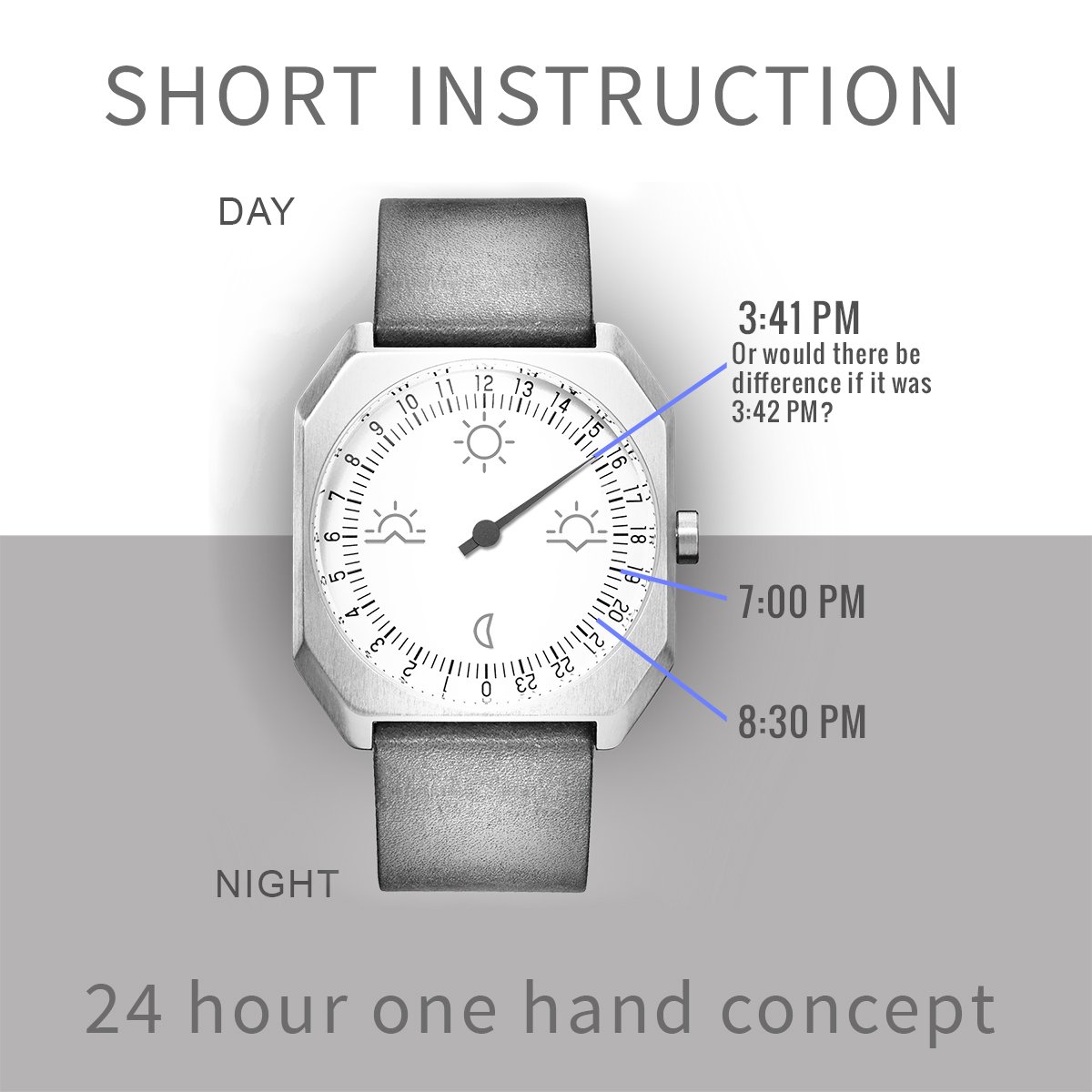 slow Jo 26 - Reloj Suizo Unisex de 24 Horas Plateado, con Correa de Nylon Gris/Azul