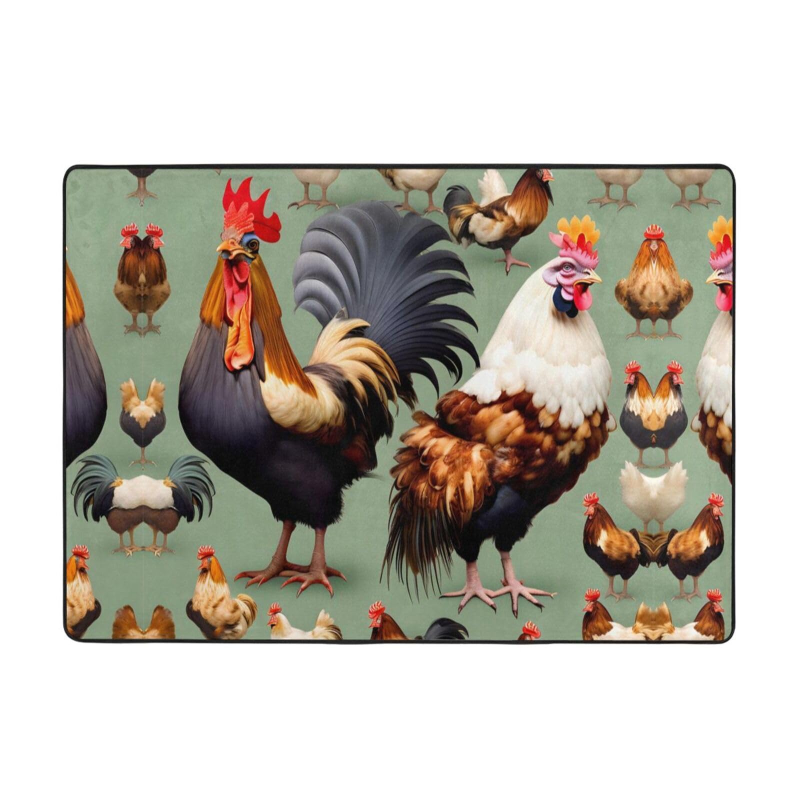 Tapis de sol doux au motif coq et poulet pour un confort de marche unique