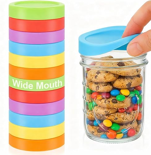 12 piezas de tapas de silicona de boca regular para tarro de albañil, tapas de enlatado gruesas a prueba de fugas para todos los tarros de albañil