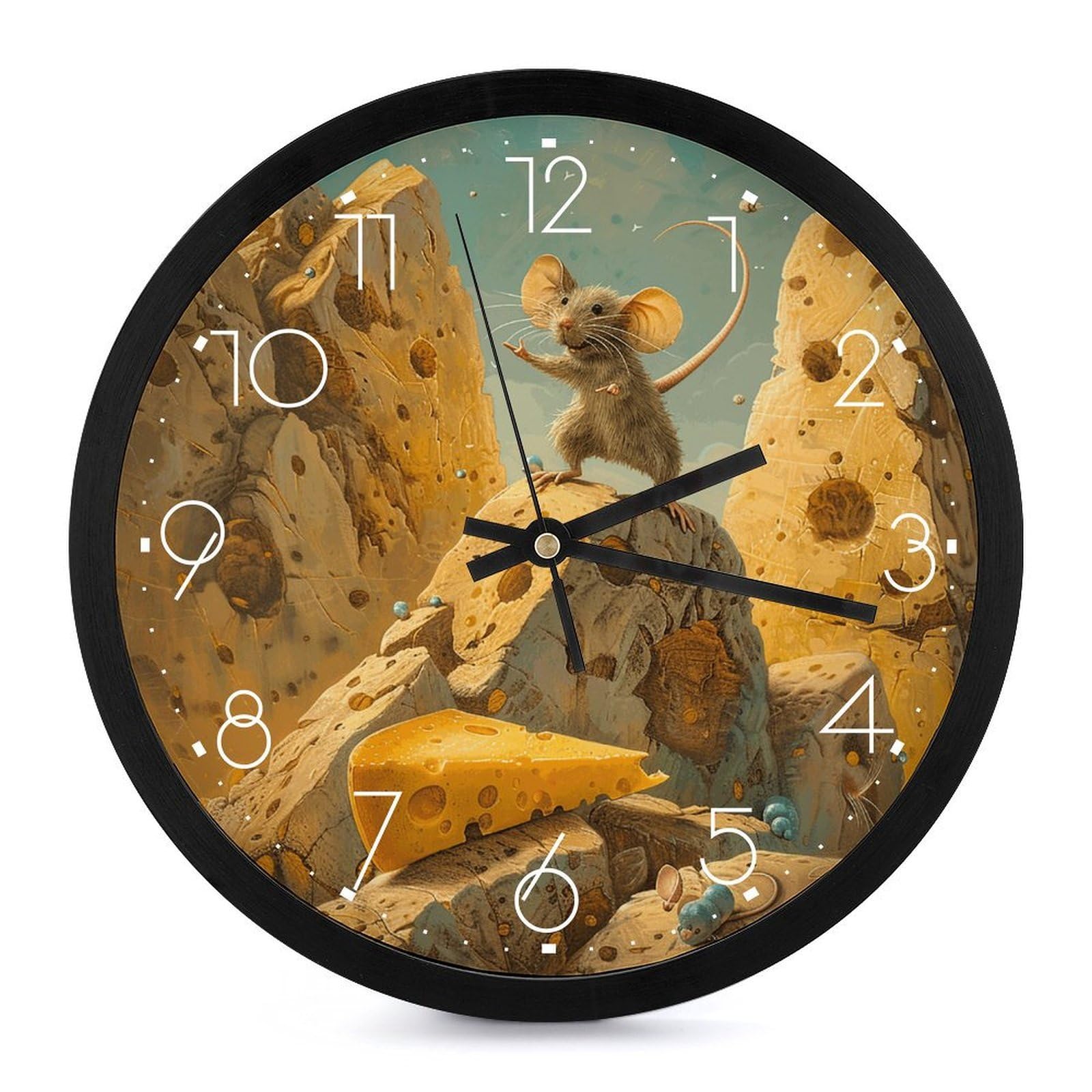 Horloge murale imprimée fromage pour décoration de salon et cuisine conviviale et moderne