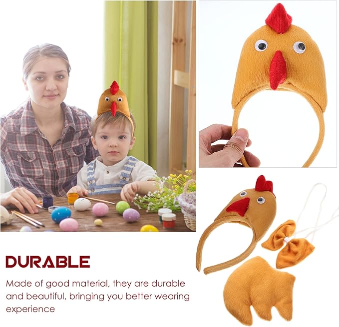 Huhn-Kostüm Set 3-teilig – Plüsch-Haarband, Fliege & Schwanz Für Cosplay & Tierkostüm