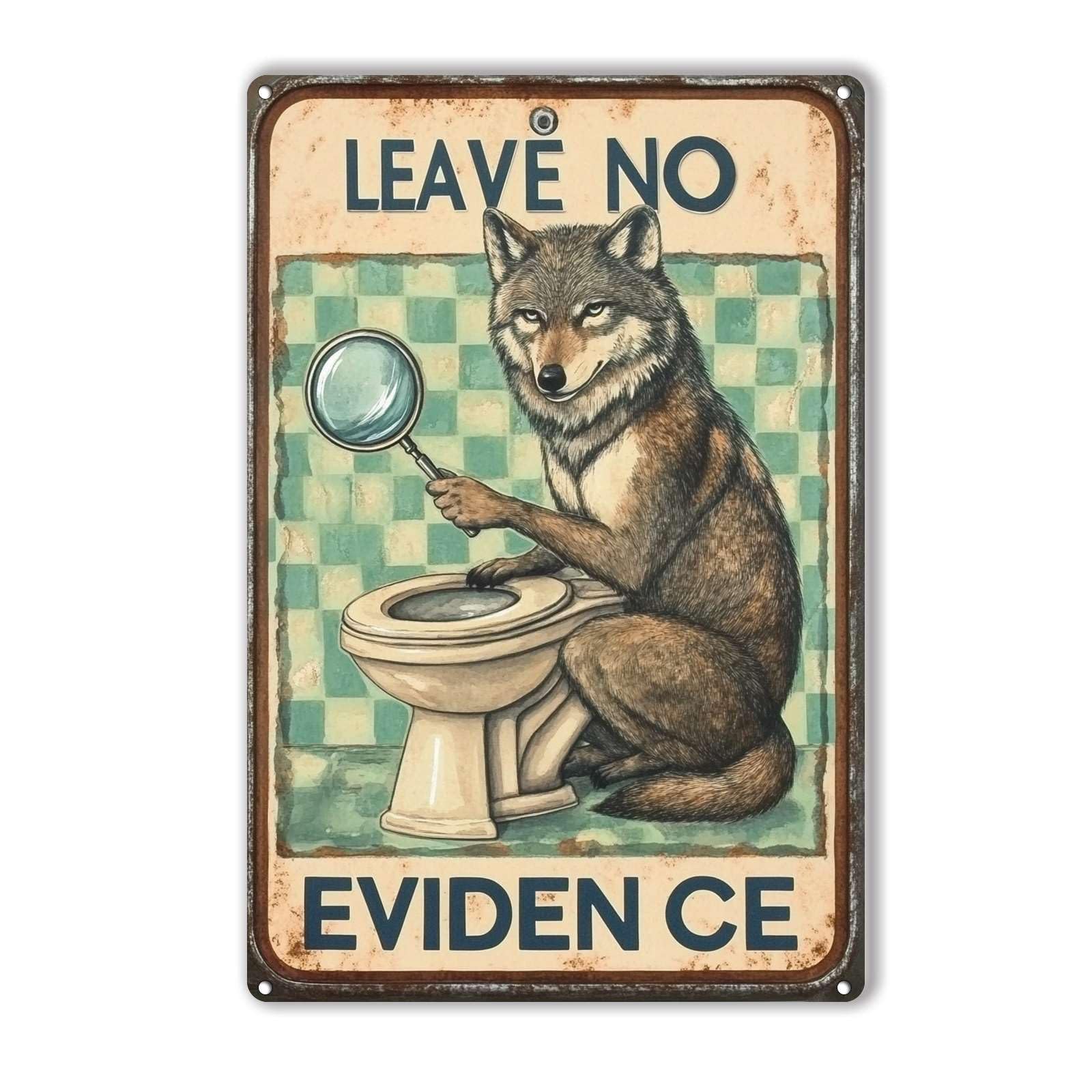 Anceky An Wolf-Leave No Evidence Signs Retro Metal Tin Sign Vintage Wall Decor for Outdoor Gate Window Backyard Home 12×16 Inch
