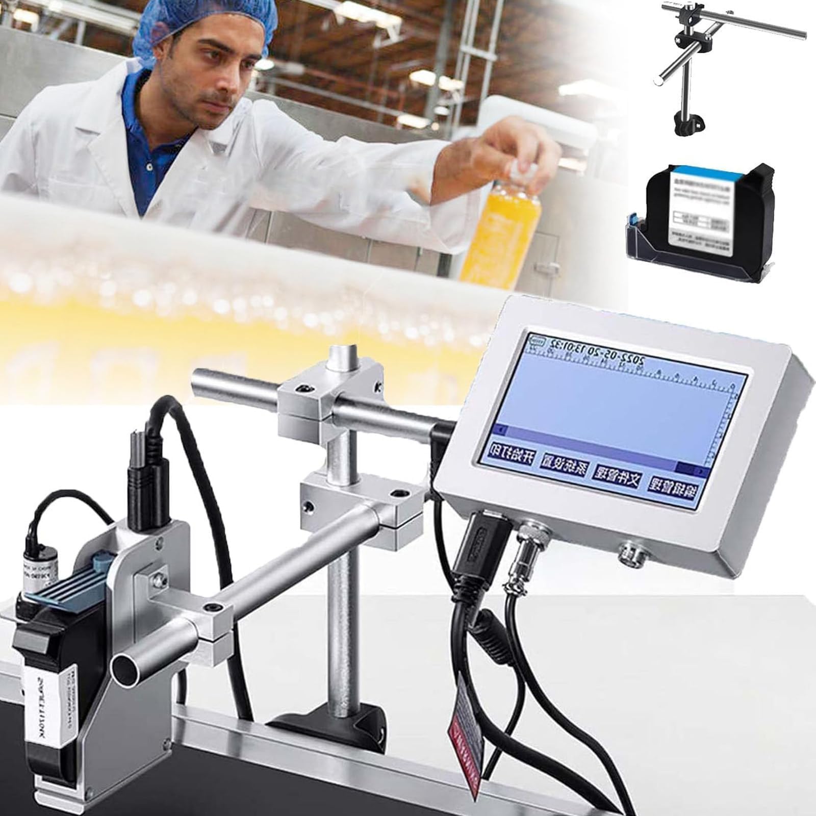 Impresora de inyección de tinta industrial, Impresora de inyección de tinta industrial automática, Impresora de inyección de tinta portátil, Tintas de secado rápido Impresión de logotipos o etiquetas