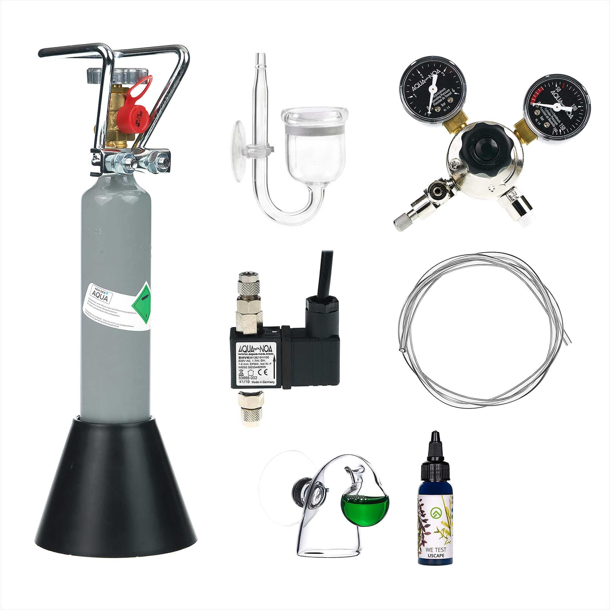 CO2 Anlage Aquarium Komplett-Set Ultimate mit 500g Mehrwegflasche für Aquarien, gefüllt, NEU - Verschiedene Varianten beachten
