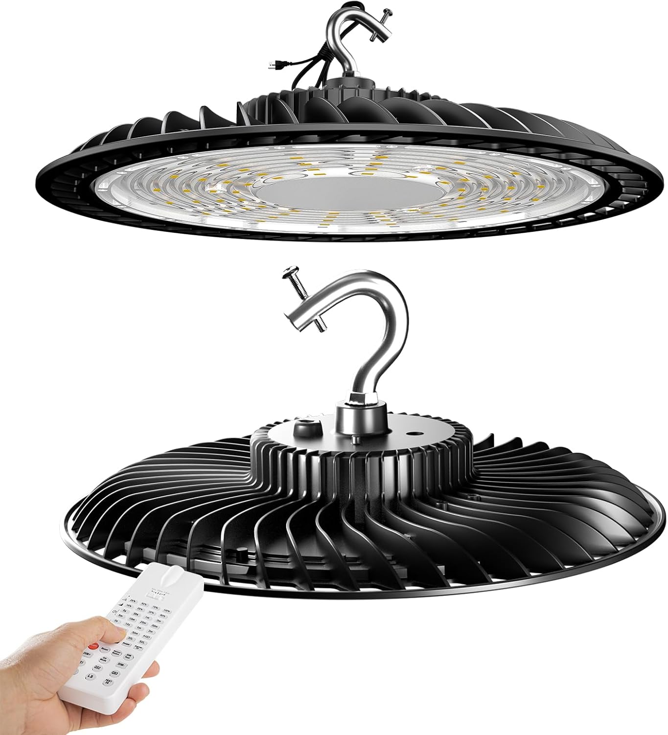 Smart 320W LED High Bay Light with Motion Sensor, 48000lm (Eqv.1200W MH/HPS) Commercial Bay Lights AC100-277V High Bay LED Shop Light (Remote Buy Separately) -2Pack