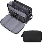 BAGSMART Sac de toilette pour hommes, Kit Dopp de l'organisateur de toilettes de voyage Sac à raser étanche pour accessoires de toilette, Essentiels de la salle de porte, Noir-médium