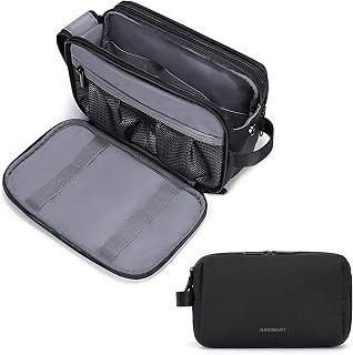 BAGSMART Men's Toiletry Bag - Water-Resistant Travel Dopp Kit Organizer with Multiple Pockets for Shaving & Toiletries, Black Medium