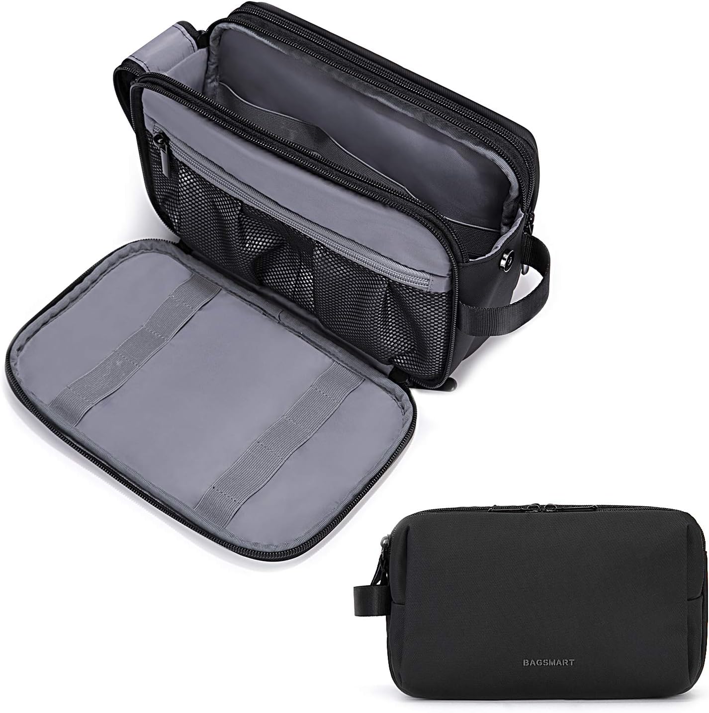 PurKeep Men's Toiletry Bag, Travel Toiletry Bag, Waterproof Shaving Bag for Toiletries and Accessories, Black (Black) BM0108003AN-FUS