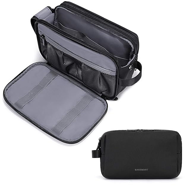BAGSMART Toiletry Bag for Men Travel Toiletry Organizer Dopp Kit Water-resistant Shaving Bag for Toiletries Accessories Door Room