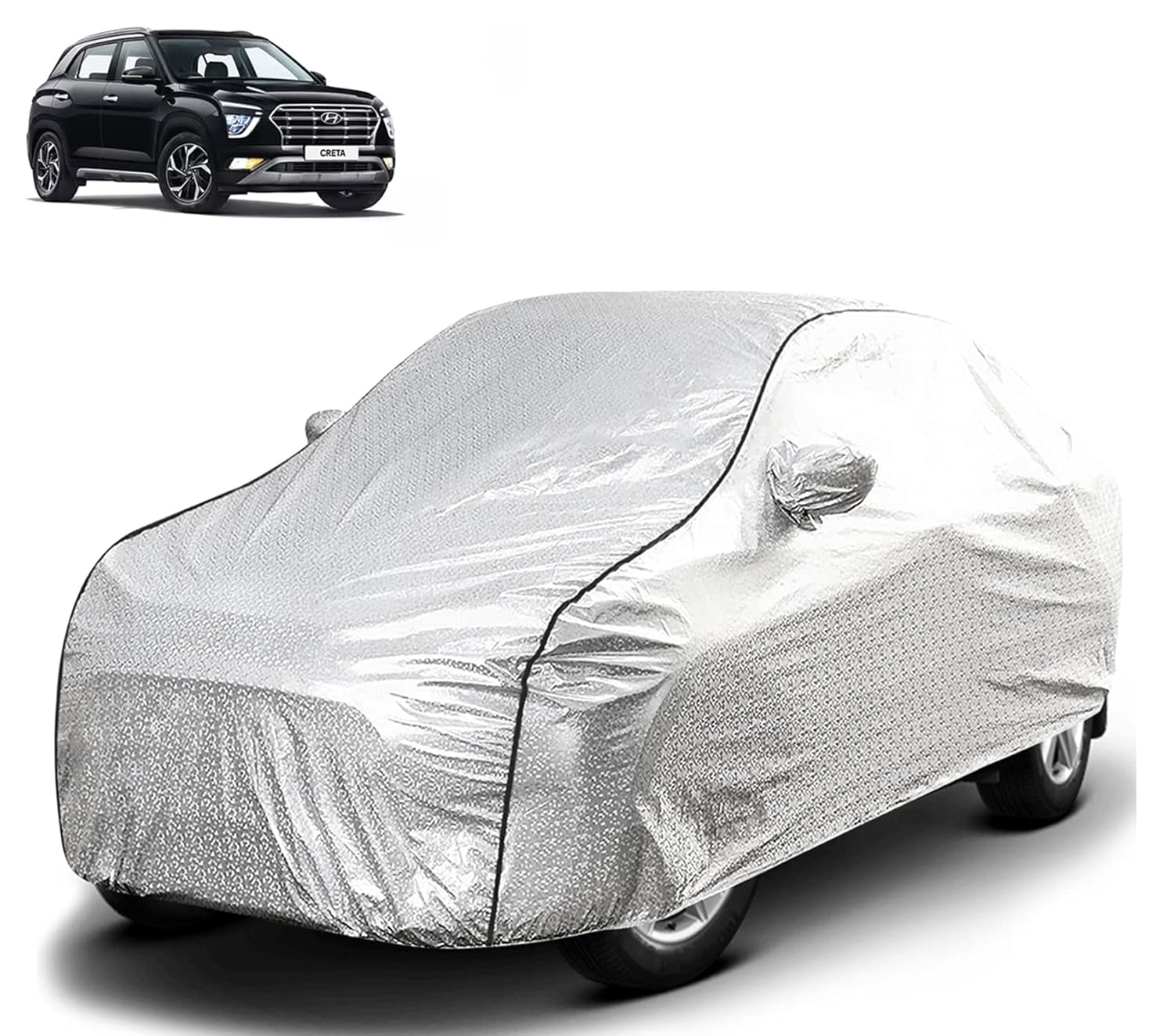 FABTEC Waterproof Car Body Cover for Hyundai Creta with Mirror and