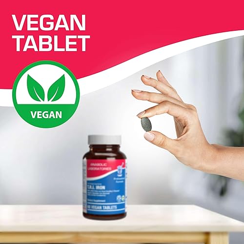 Miniatura 7 de Anabolic Laboratories Suplemento de hierro y vitamina C para mujeres, 60 tabletas veganas de liberación temporal de hierro, contiene hierro, calcio,