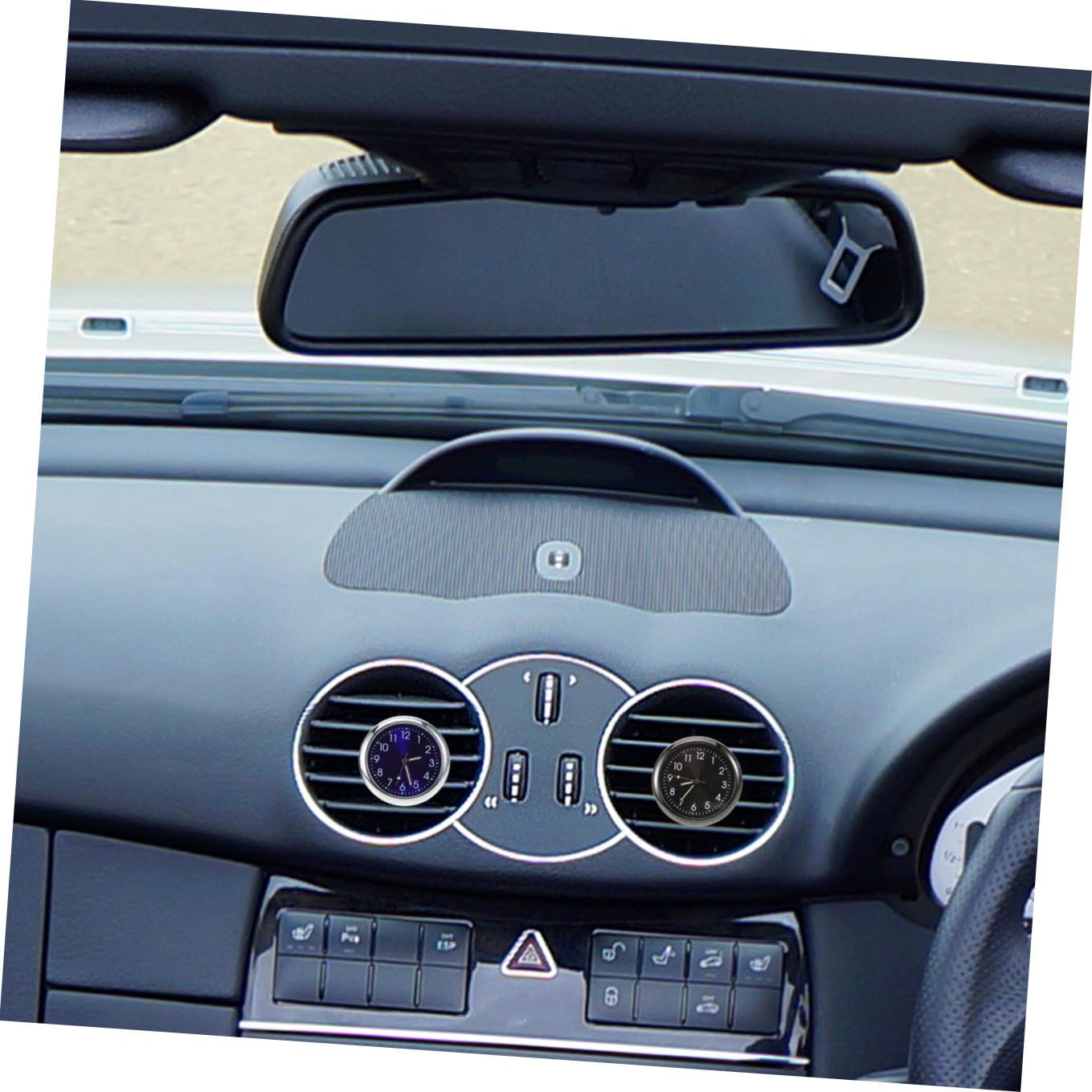 Hemobllo 2pcs Air Vent Clock with Luminous Night Light Compact Dashboard Decoration for Vehicles Portable Car Interior Timepiece in Blue and Black Easy to Read Analog Ornament