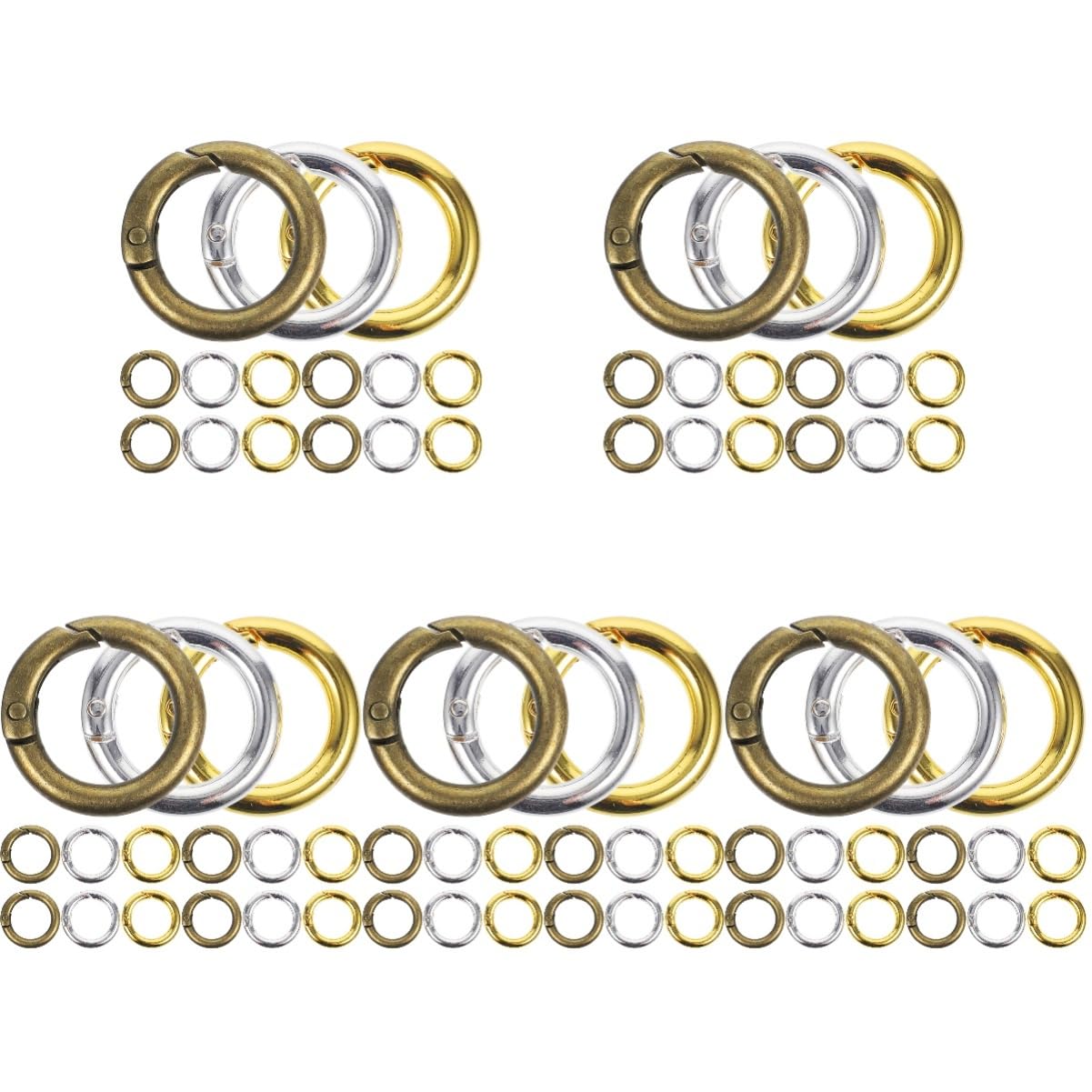Tofficu 5 Set Portachiavi Per Portachiavi Anelli Sfusi Anello Accessori Anelli Aperti Di Bloccaggio Di Catena Rotondi Di Barattolo Di Lega 15 Pezzi * 5