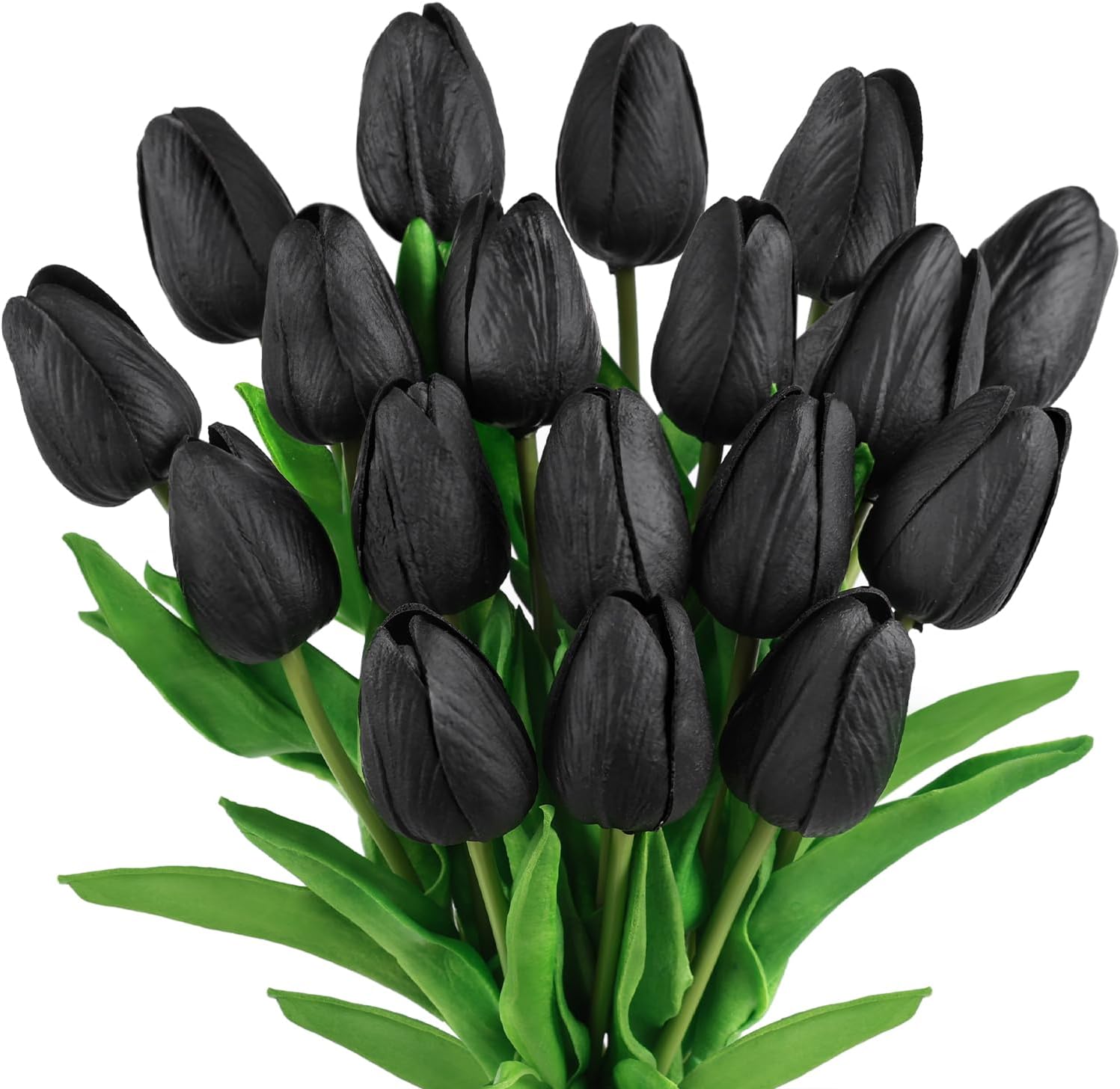 18pcs Black Tulips Artificial Flowers Faux Tulip Real Touch