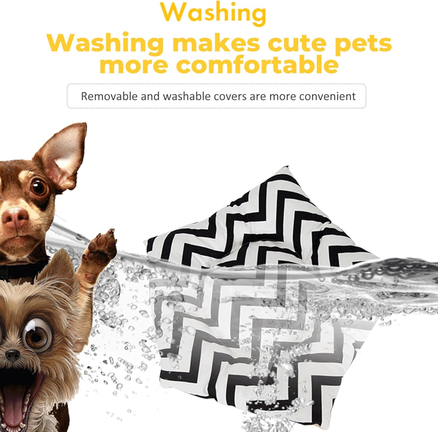 Pet Teepee, 20x20x24 Inch Dog Tent Bed with Soft Cushion & Board, Washable Portable Canvas Cat Cave, Dog House for Indoor Outdoor