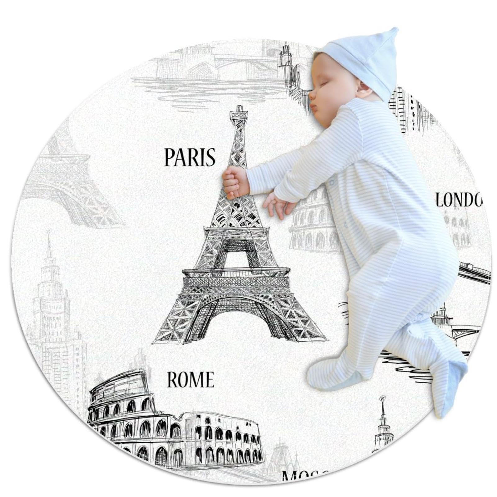 Tapis de salle de bain rond antidérapant style urbain chic