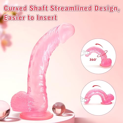 Miniatura 3 de Pink Jelly - Consolador realista realista de silicona para adultos, juguetes sexuales para mujeres, 9 pulgadas, material seguro para el cuerpo,