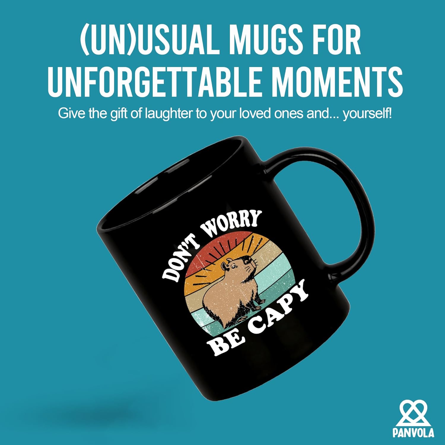 Panvola Don't Worry Be Capy Capybara Animal Lover Gifts Pet Owner For Dad Mom Brother Sister Funny Novelty Drinkware Ceramic Mug 11 oz Black - Image 2