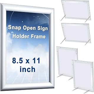 Blulu 10 Pcs 8.5 x 11 Inch Front Load Easy Open Snap Frame Metal Poster/Picture Snap Open Sign Holder Frame, Wall Mount or Tabletop