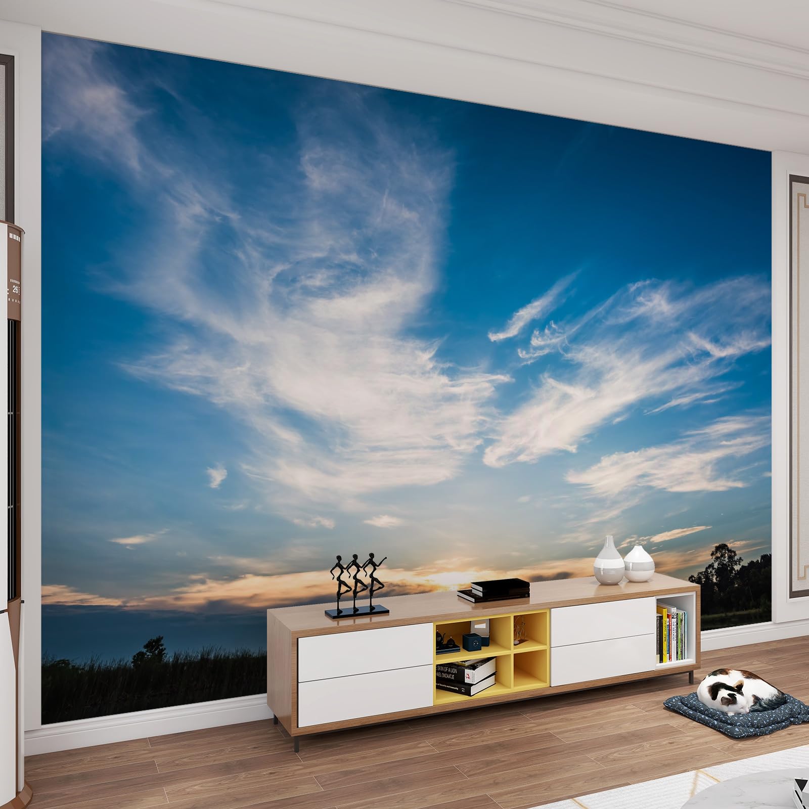 Papier peint mural paysages naturels et nuages blancs, décor panoramique 430x300