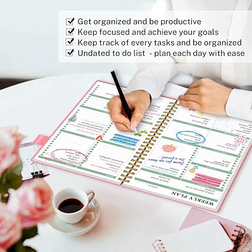 Miniatura 3 de Agenda semanal 2023, planificador académico con cubierta flexible, encuadernación en espiral, cuaderno de lista de tareas pendientes con 53 semanas,