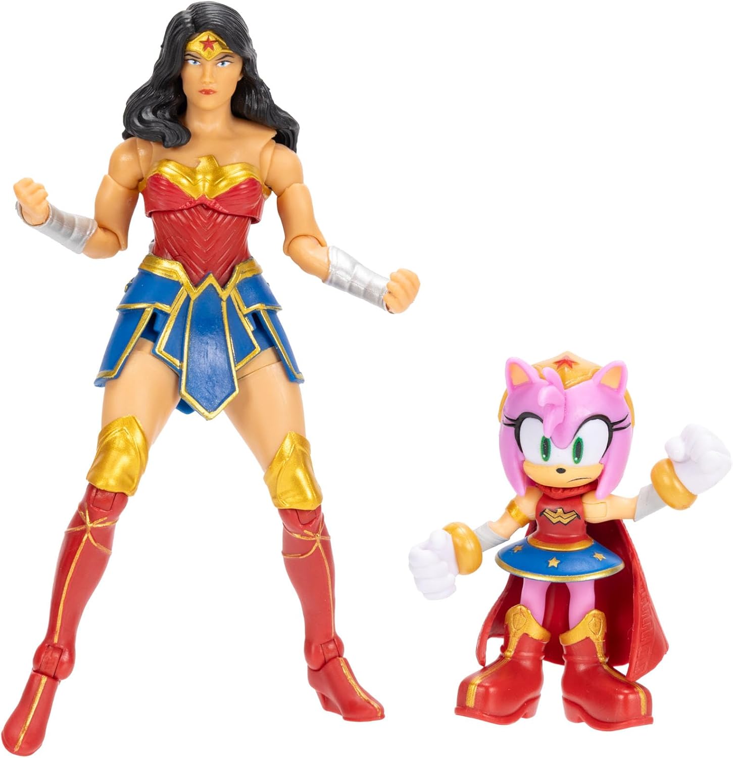 DC X Sonic Collectable Action Figure Multipack Pair of Amy as Wonder Woman and Wonder Woman Herself! Featuring Multiple Points of Articulation for Action-Packed Posing