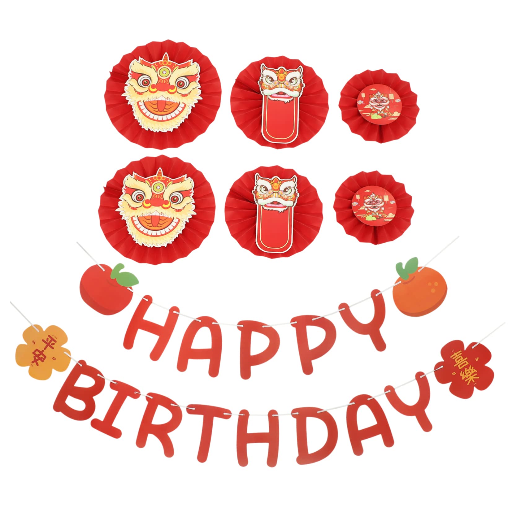 Ciieeo 5 Juegos conjunto de de danza del decoración de letras pancarta de cumpleaños decoración fiesta pancarta cumpleaños feliz banner estilo chino Papel rojo