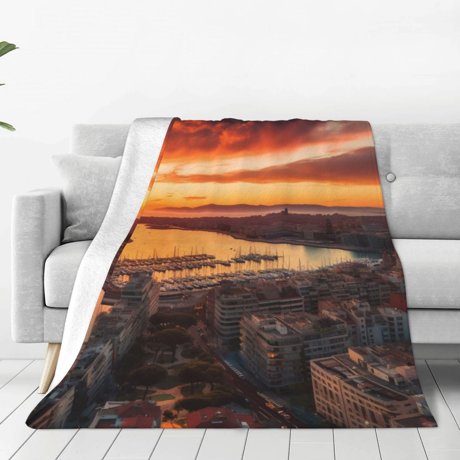 Couverture motif coucher de soleil de Barcelone pour sublimer le décor de votre chambre
