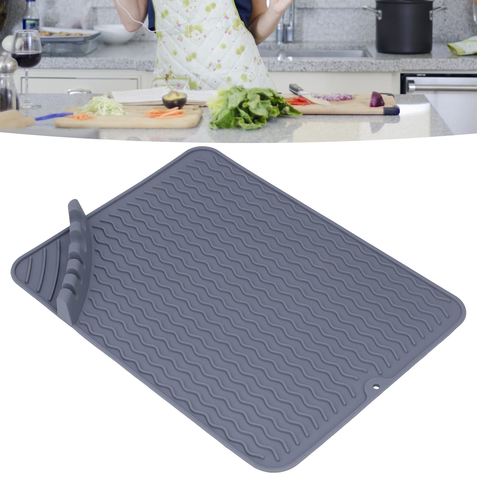 Tapis de séchage de vaisselle en silicone pour table et plan de travail