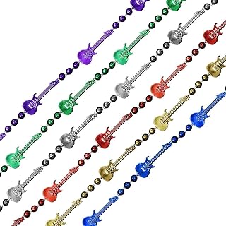 Rock N Roll Guitar Bead Necklace Assorted Pack of 12