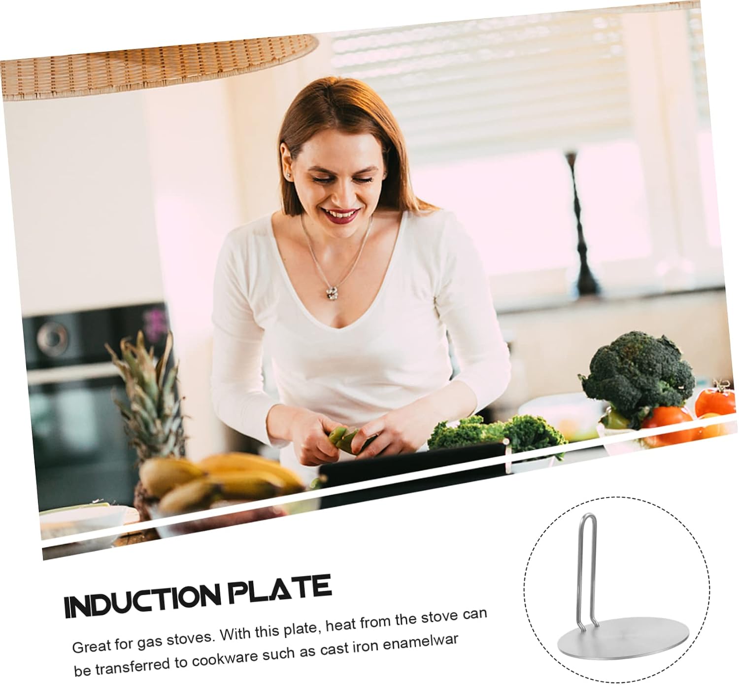 COLLBATH 1set Multipurpose Metal Heat Diffuser Induction Plate Adapter for Gas and Electric Cookers Converter Tool with Non- Design for Even Heat Distribution and Enhanced Cooking Quality