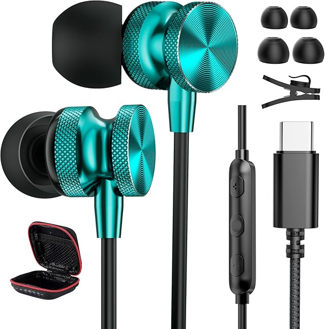 USB C Headphones for Samsung Galaxy A53 A33 S22 Ultra S21 FE S20 FE M53,Magnetic USB C Earphones with Mic In-Ear Headphones Wired Earbuds USB Type C Earphones for Oneplus 9 Nord 2T Pixel 7 6a Poco F4