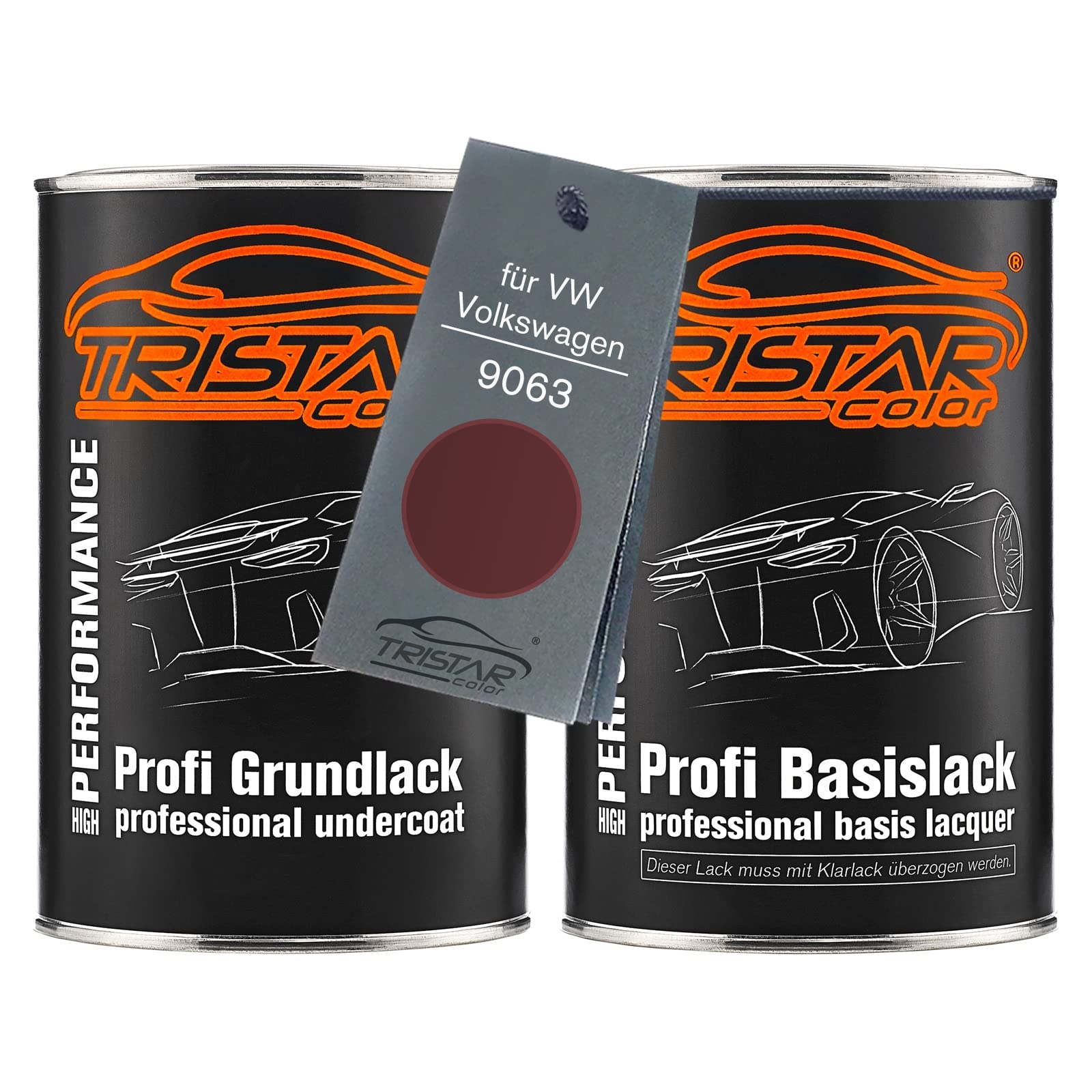 TRISTARcolor Car Paint Set can ready-to-spray for VW/Volkswagen 9063 Darl Coloradorot Perl under + base coat 2.0 litre 2000ml