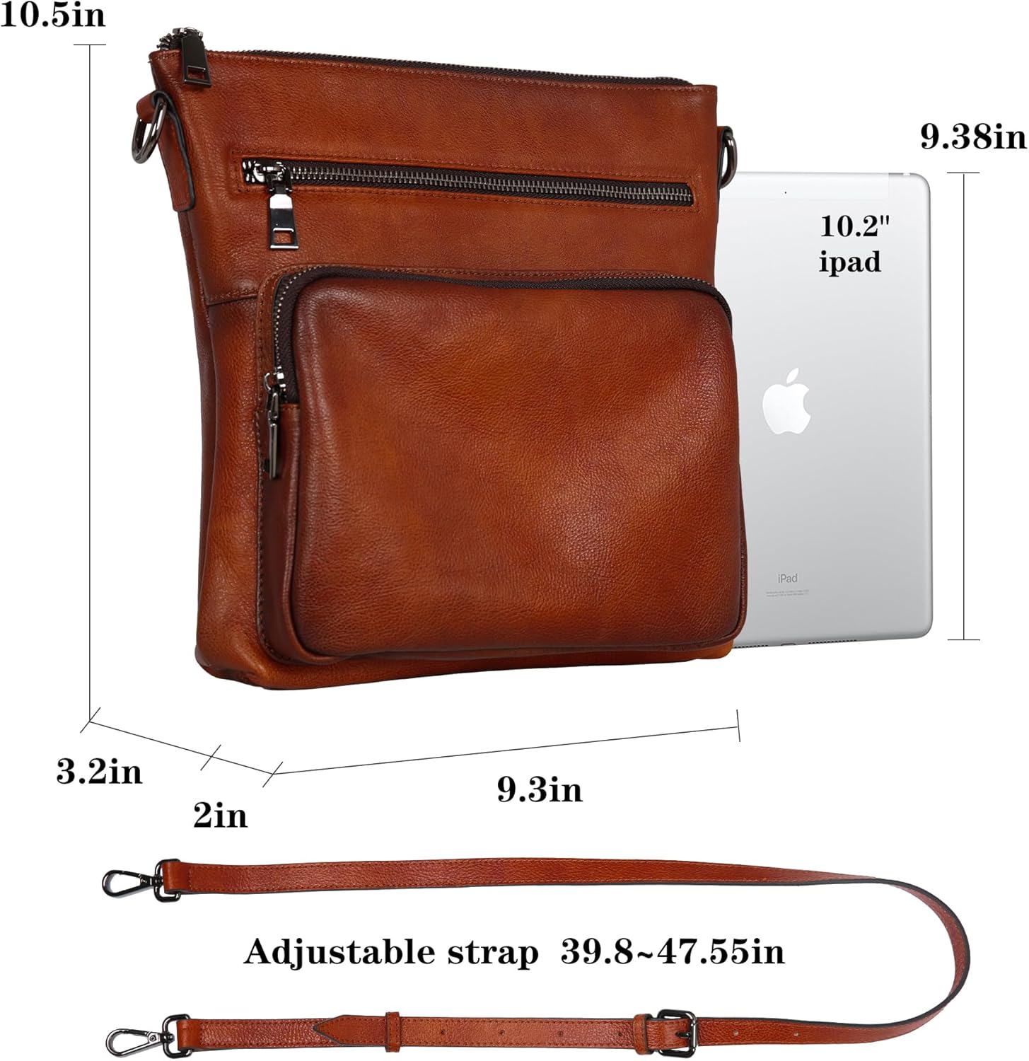 HESHE Genuine Leather Crossbody Purses for Women Soft Leather Purse Satchel Shoulder Bags with Multi Pockets - Image 4