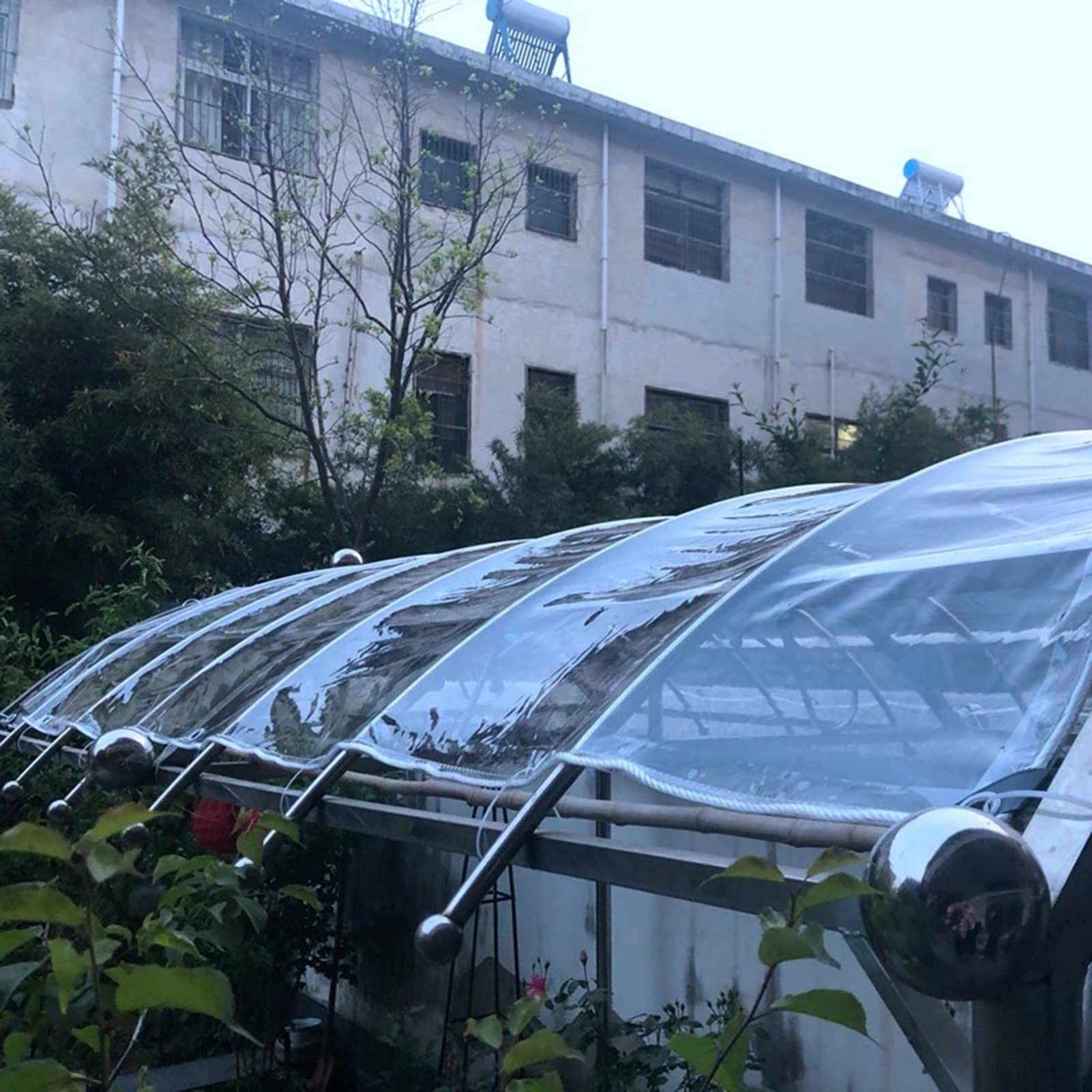 Wasserdichte Pavillon-Plane für den Außenbereich, Seitenteil mit Reißverschluss-Tür, transparenter PVC-Vinyl-Vorhang, anpassbare Größe und Farbe, 0,3 mm dick, Ösen, ideal für Garten, Terrasse und
