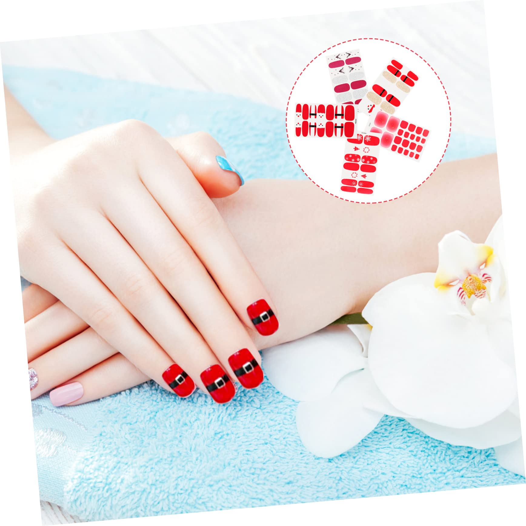 Healvian 25fogli Adesivi Per Unghie Natalizi Di Stickers Per Manicure Fai Da Te Wraps Per Unghie Tema Natale Facile Applicazione e Design Naturale Per Festività Art Creativa